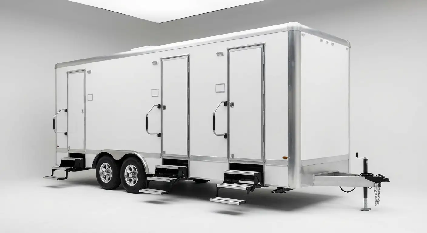 Climate controlled restroom trailer interior features in Parma, OH